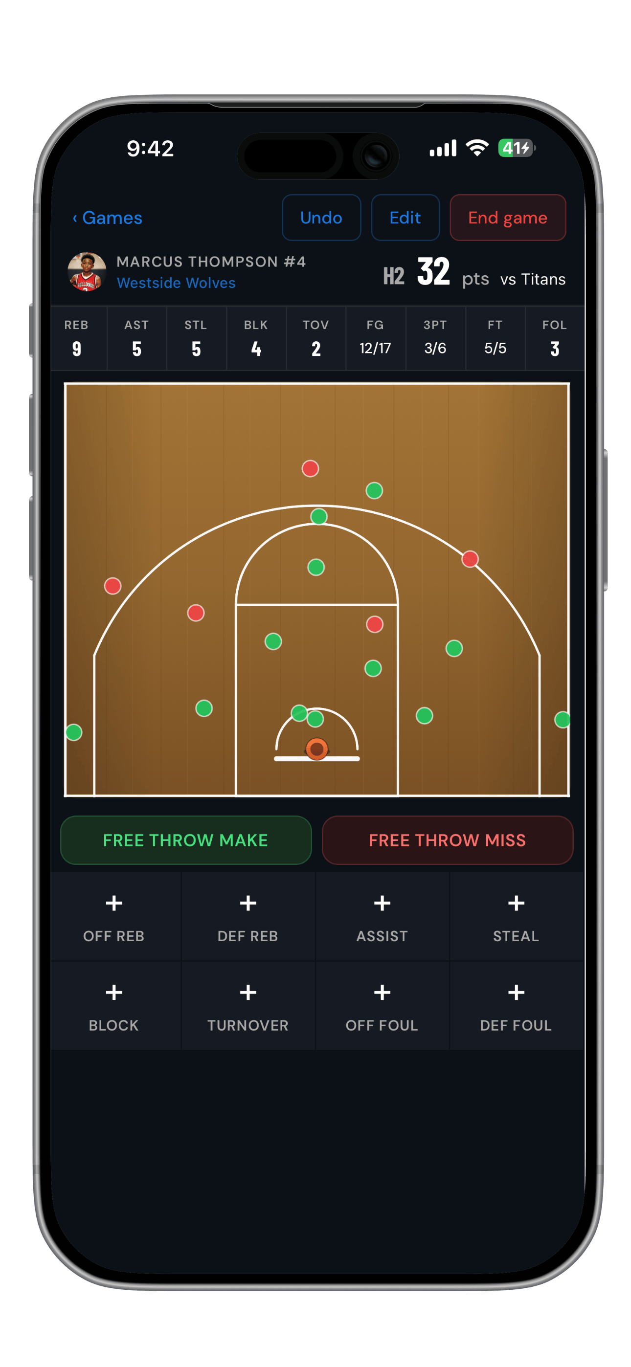 Live game tracking on court